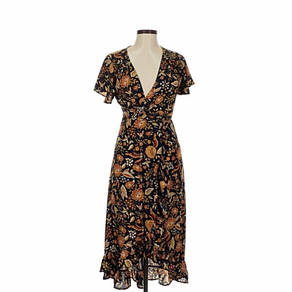 Blue Rain flutter sleeve wrap dress size M